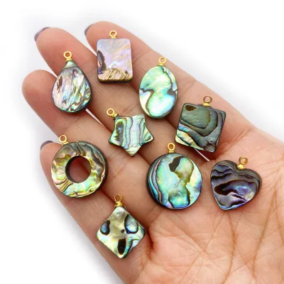 Natural Shell Abalone DIY Necklace Jewelry Plated Pearl Drop-Shaped Circular Diagonal Pendant Charms Fashion Pendants Charms