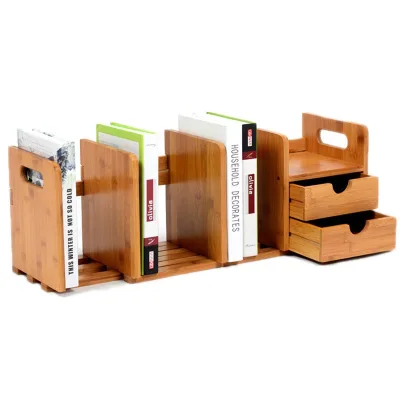 Desktop Bamboo Book Shelves Bamboo Books Display Stand Shelf Storage Organizer Book Shelf