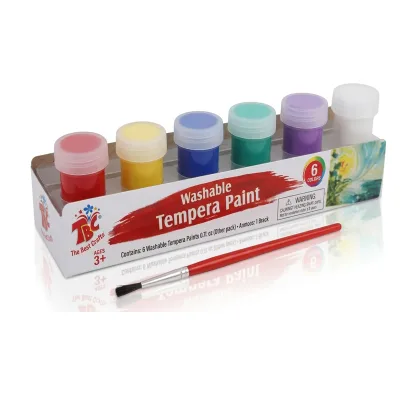 6pk 22ml Eco-friendly Non-Toxic Professional Acrylic Paint Set (Basic Colors) with Brush Paper Sleeve for Canvas Glass Paper Art