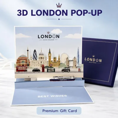 Custom London Landmark 3D Pop Handmade UV/Digital Printed Birthday Greeting Card Personalized Travel Souvenir