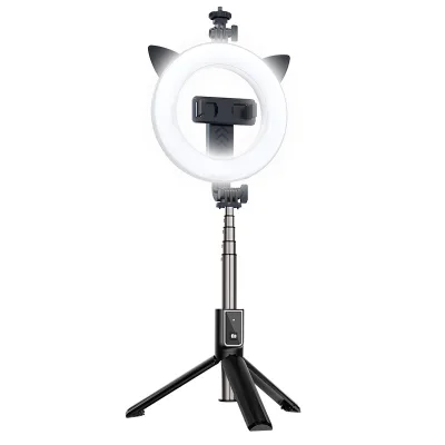 P40D Blue Tooth Remote Selfie Stick Adjustable Tripod With 6 Inch LED Ring Fill Light for Smartphone Action Video Cameras