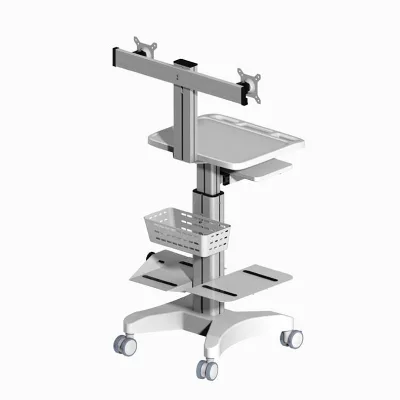 Multifunctional Dual Screen Mobile Computer Cart for Office & Medical Use for Hospital Remote Consultation