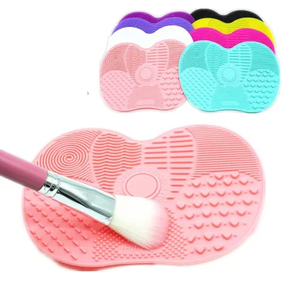Wholesale 6Colors Non Toxic Beauty Silicone Makeup Brush Cleaner Mat Oem Finger Makeup Brush Cleaner Pad Pink Green Blue Orange
