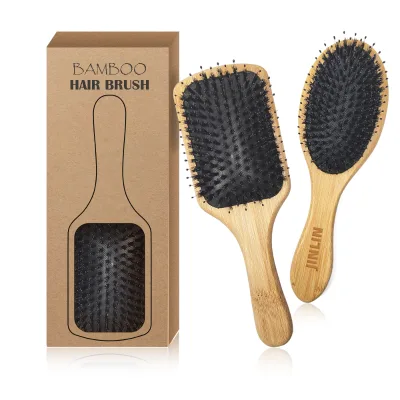 Wholesale Eco-Friendly Nondisposable Wood Hairbrush with Compact Cushion Paddle Detangling Extensions Brush