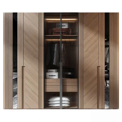 Modern Custom House Furniture Wardrobe Good Quality Luxury PVC Customized Walk-in Closet Wooden Cabinets for Clothes