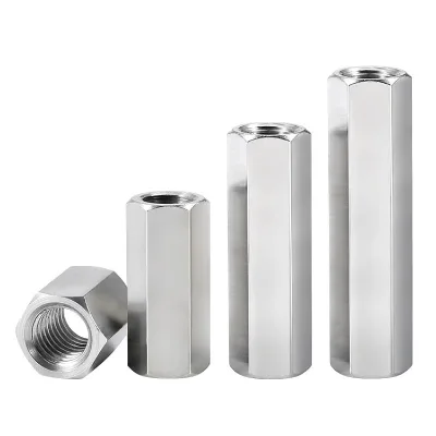 M4 M5 M6 M8 M10 M12 Hex Coupling Nut 304 Stainless Steel Galvanized Brass Hexagon Long Nut for Healthcare Mining Applications