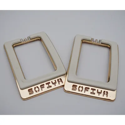 Wholesale Ladies Garments Bags Plate Buckle White Zinc Alloy Metal with Gold-Plated Carved Letter Adjustable Lace Decorated