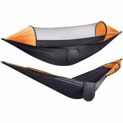 High Quality Summer Outdoor Portable Camping Sturdy Nylon Ripstop Hammock With Mosquito Net