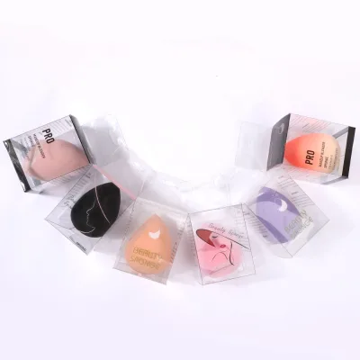 Hot Selling Facial Latex Free Womens Bouncy Non Latex Pink Memory Foam Blending Black Foundation Make up Sponge With Box