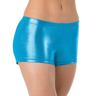 Women Low Waist Elastic Waistband Metallic Dance Booty Shorts Girls Shiny Stage Performance Shorts Ballet Shiny Dance Shorts