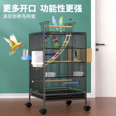 Large luxury home birdcage for parrots, breeding cage for lovebirds, budgerigars, black phoenix parrots, and white-eye birds,