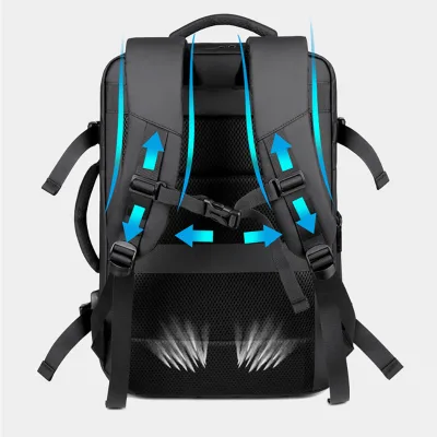 Black Business Backpack Portable Oxford Large Capacity Convertible Shoulder Hand Carry Casual Men Women Travel School Rucksack