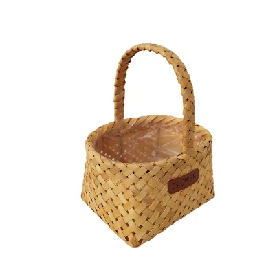 Big Size Wood Flower Basket Vegetable Organizer Bin Woven Wooden Storage Christmas Gift Baskets