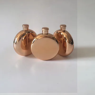 Cheap Wholesale Round Gold Wine Flask