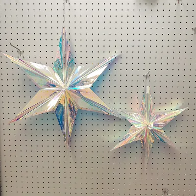 Factory Set of Iridescent New Design Christmas Six Star Hanging Ornaments CE-NS006+CE-NS007 DIA.40cm+60cm PET Material