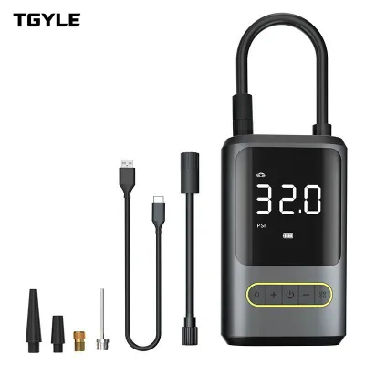 Mini Portable Bicycle Motorcycle Electric Scooter Tire Inflator Digital Display Warning Light Handheld Pump USB Charging 150psi