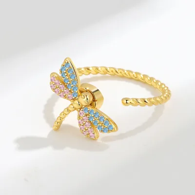 Diamond Rotating Personalized Ring Ins Mori Dragonfly Rotatable Elegant Ring