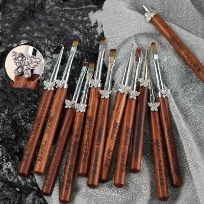 Sandalwood High Quality Nail Brush Set Professional Nail Tool Liner Brush Gel Painting 3D Nail Brushes