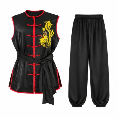 Traditional Tai Chi Uniform with Mandarin Collar Frog Buttons Cotton Linen Blend Unisex for Morning Exercise Qigong