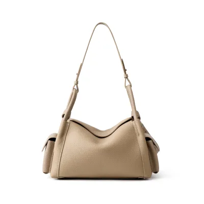 Pillow Bag Made Full-Grain Cowhide Urban Simplicity Magnetic Closure Underarm Bag for Commuting Crossbody Single-Shoulder