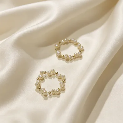 Wholesale 925 Silver Natural Freshwater Braided Pearl Rings 925 Womens Trendy Rings Pearl Ring
