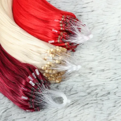 Professional Micro Ring Hair Extensions Natural Human Hair Tangle Free Reusable Silicone Beads