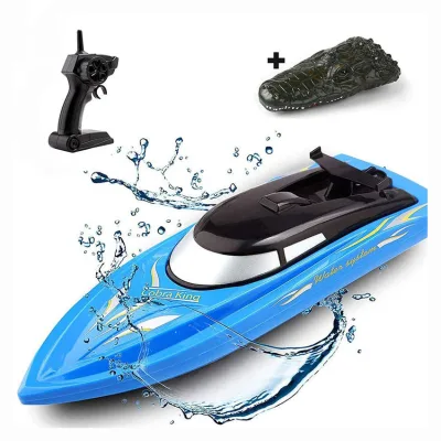 2.4Ghz 2 in 1 Electric Crocodile Head Remote Control Simulation Crocodile High Speed RC Boat Toys for Kids