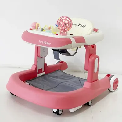2023 Top Sell Fashion Baby Girl Toddler Walking with Toy Plate/3 in 1 Anti-rollover Adjustable Speed Newborn Baby Walker