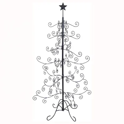 Black Metal Christmas Wire Ornament Tree Christmas Display Tree Stand with Multiple Hooks for Hanging Small Craft Items