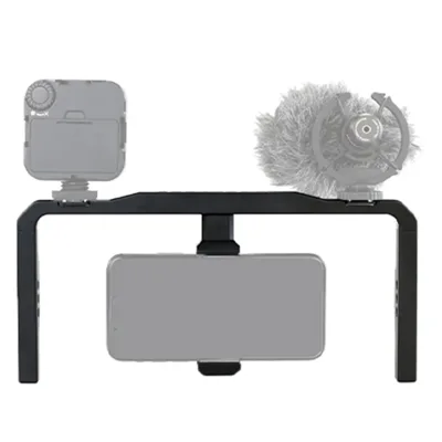 Smartphone Video Rig Grip Vlogging Cage with Cold Shoe Tripod Mount and Video Stabilizer for Photography