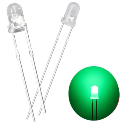 3mm Red Clear Body DIP LED Diode Water Clear 30 Angle Emitting 2V 0.06W Long Leg Max. 5V Reverse Voltage 12V Peak Reverse