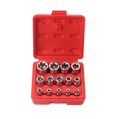 14 Pieces Female E-Torx Star Socket Set Female External Star Socket Set E4 - E24 Torque Socket Set