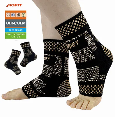Outdoor Exercise Fitness High Quality High Elastic Breathable Nylon Knitted Ankle Compression Sleeve Cooper Ankle Support