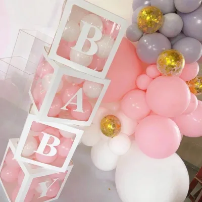 Transparent Letter Baby Shower Box Birthday Wedding Custom Name Balloon Box for Birthday Party Decorations Kids Baby Shower Girl