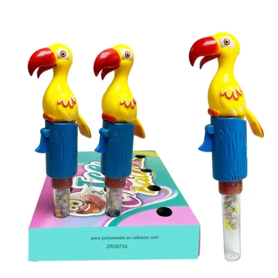 Wholesale Plastic Sounds Candy Toys  Parrot with Sound Hard Sweet Candy Tubes