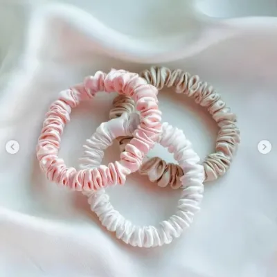 Wedding Headwear 100% Natural Mulberry Silk Scrunchies Women Skinny Elastic Hair Ties 1CM Pure Silk Hair Scrunchies
