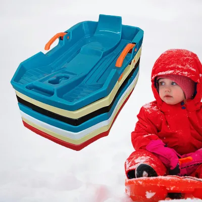 Outdoor Scenic Flexible Plastic Toboggan Snow Sled 2 Riders  Pull Rope Snow Grass Beach Skiing Sleigh Sandboarding