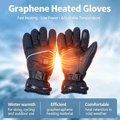 Sheerfond High Quality Recharging USB Waterproof Windproof Thickening Graphene Heated Ski Mittens Overheat Protection Adjustable