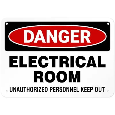 Customized High Quality  7*10 Inches Rust-Free Aluminum Electrical Room Sign