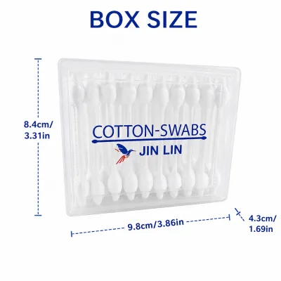 Safe Newborn Baby Cotton Swabs 55Pcs, Gourd Tips Paper Stick in Clear Plastic Box for Ear Care