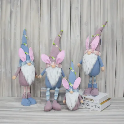 Plush Easter Bunny Ornament  Gnome Spring Rabbit Holiday Decoration Gnome Ornament Craft Spring Gnome with Bunny Ear