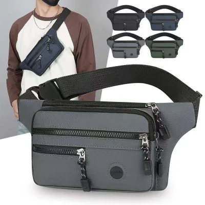 Hot Sale Custom Logo Waterproof Men Waist Bag Multi-Zipper Pocket Large Capacity Fanny Pack Crossbody Sling Chest Bag