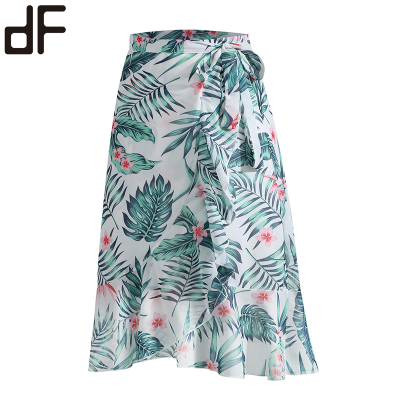 Oem Modern Fashion Bohemian Style Dressy Skirts Character Patterns Printed Midi Long Skirt Casual Chiffon Pleated Skirt