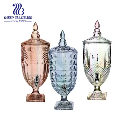 China Wholesale High Quality Iron Plating Grey Color 4.5L Glass Juice Dispenser Customized Large Beverage Dispenser Party