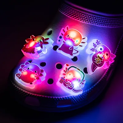 Custom Trendy Light LED pink Red Heart Animal Flower PVC Clog Shoe Charm Wholesale Colorful LED Accessories Shoe Charms Sayings