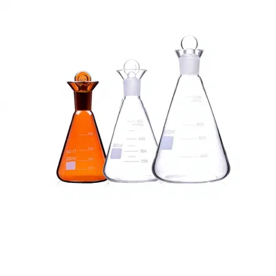 Brown Stoppered Iodometric Flask Conical & Triangular Design Model Bio-CD2741 Made in China