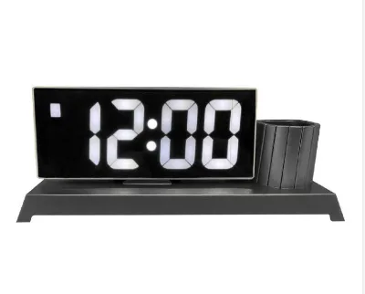High Quality LED Mirror Alarm Clock Luminova New Design Digital Desk Table Clock Stylish Bedroom Calendar Electronic Movement