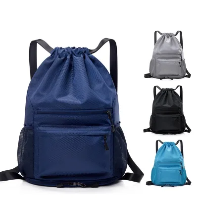 Wholesale Luxury Custom Logo Basketball Zipper Pocket Drawstring Eco Bag Polyester Colorfoul Sport Gym Pouch Portable