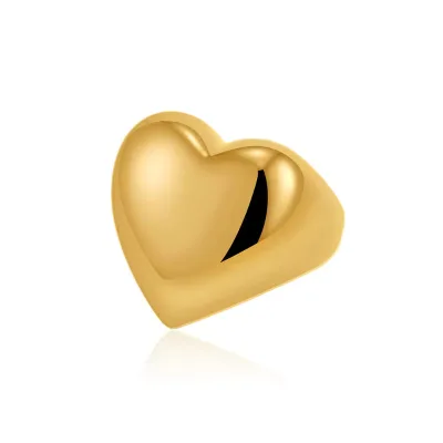 Gold-Plated Copper High Polished Heart-Shaped Zircon Ring for Women's Fashion Jewelry Daily Wear Love Gift