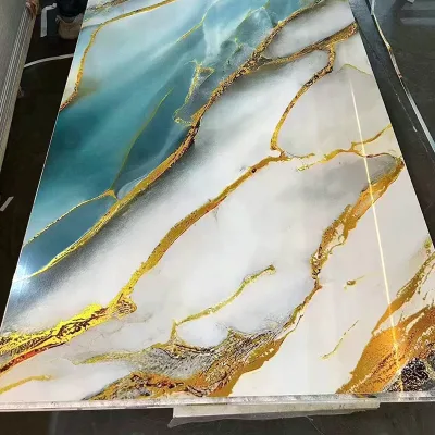 2026 Modern Design 2mm Thick Golden PVC Waterproof Wall Panels for Interior Use Bathroom Living Room Graphic Design Household